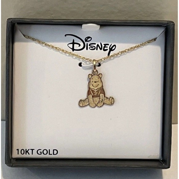 10K Gold Disney Winnie the Pooh Pendant Necklace Gift Box Chain 18" - Picture 1 of 5